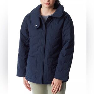 Bass Outdoor Navy Quilted Utility Jacket Snap Collar  Large Pockets   Medium NWT